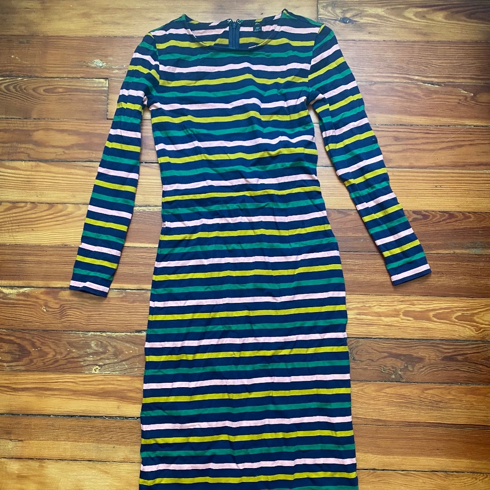 J. Crew Multicolor Striped Long Sleeve Dress